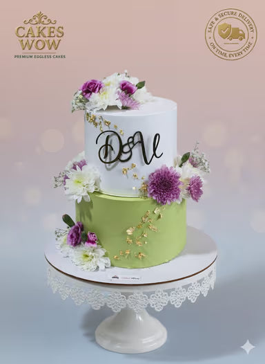 Elegant Floral Engagement Cake