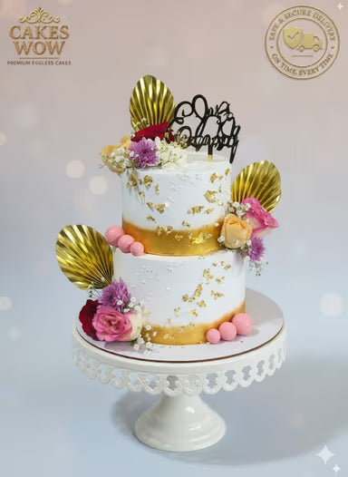 Golden Splendor Engagement or Wedding Cake