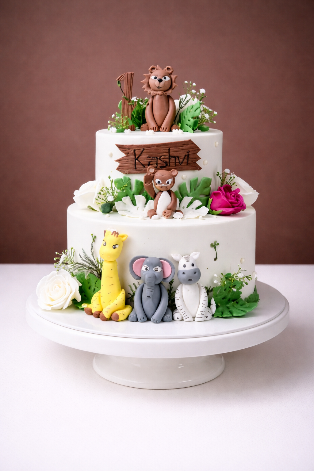Elegant Jungle Safari Floral Cake