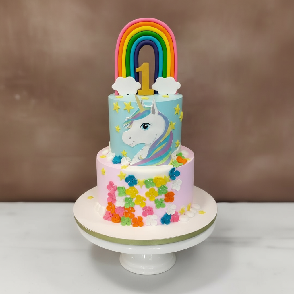 Magical Pastel Unicorn Rainbow Cake