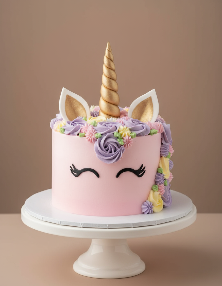 Elegant Unicorn Floral Cake