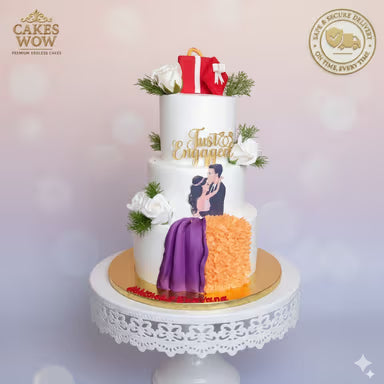 Couple Engagement and Wedding Ring Cake