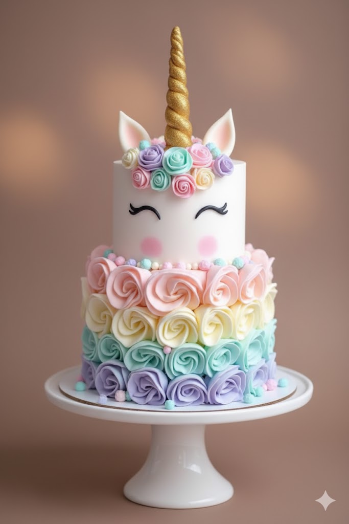 Dreamy Unicorn & Rainbow Cake