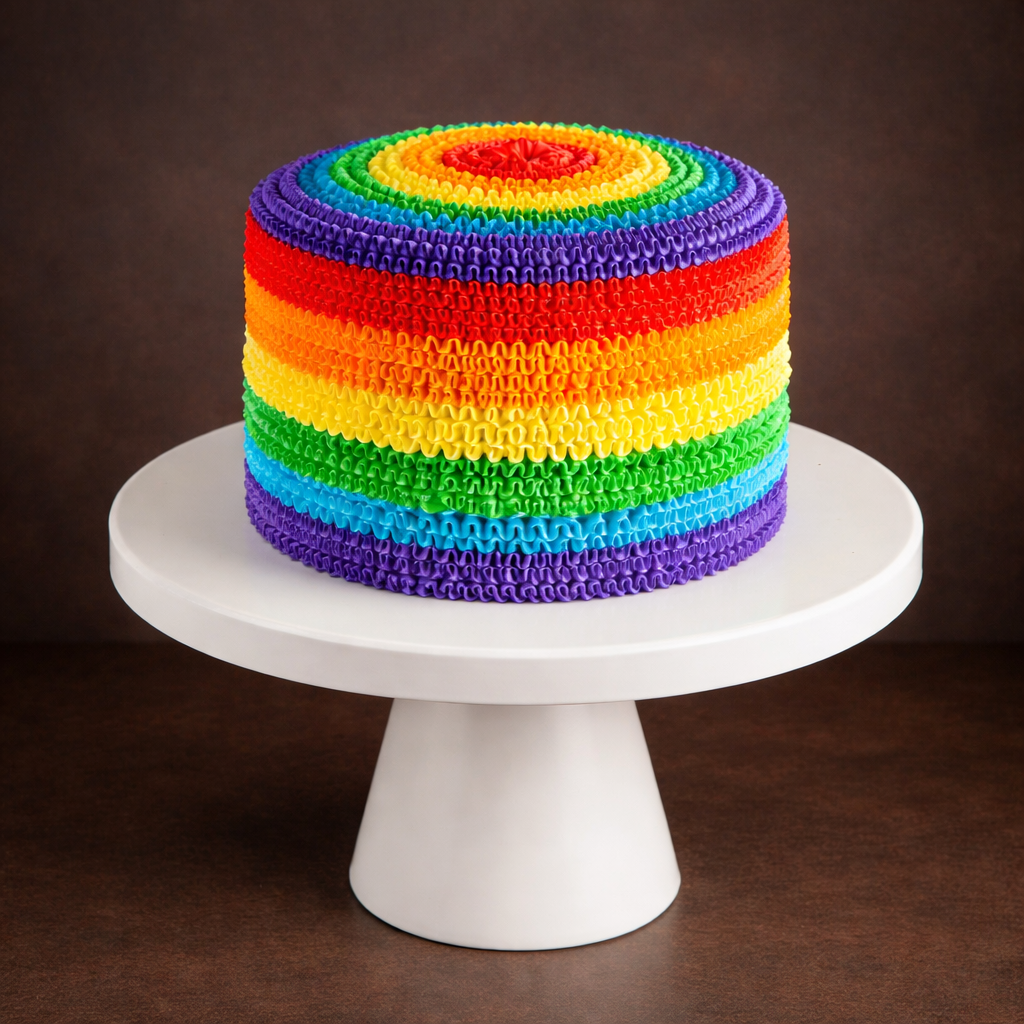 Rainbow Ruffle Fiesta Cake