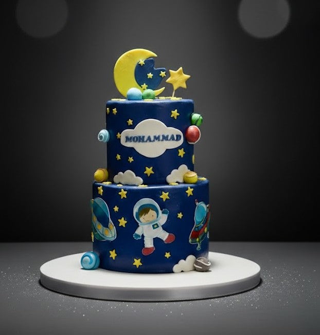 Blue Wave Astronaut Cake