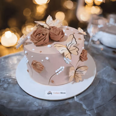 Rustic Butterfly Bloom Cake