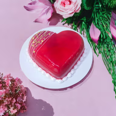 Love Heart Mirror Glaze Strawberry Cake
