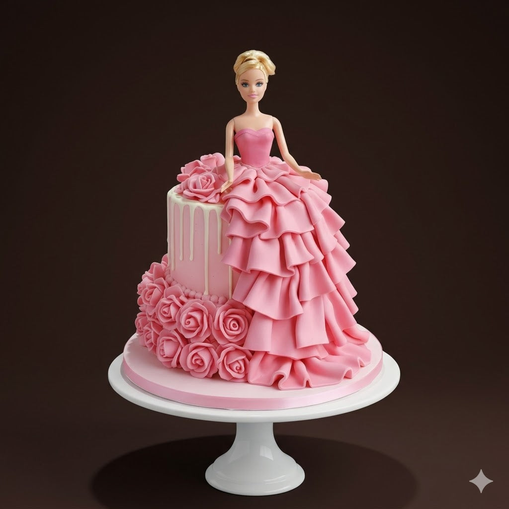 Barbie Pink Rose Designer Cake