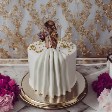 Elegant Bride to be Bridal Gown Cake