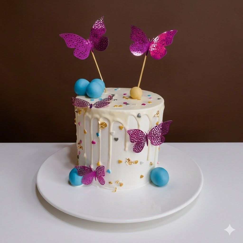 Blush Butterfly Drip Cake