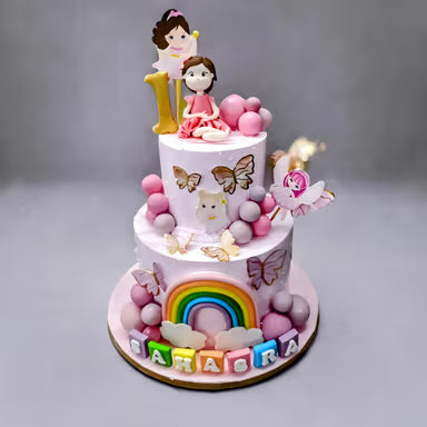 Pink Princess & Rainbow Dream Cake