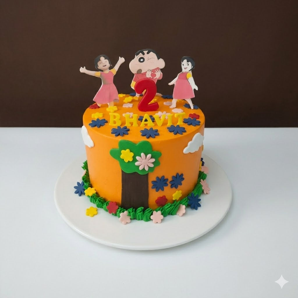 Shin Chan Garden Theme Cake