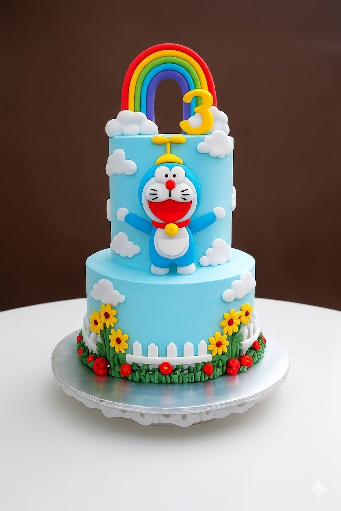 Doraemon Rainbow Garden Designer Cake