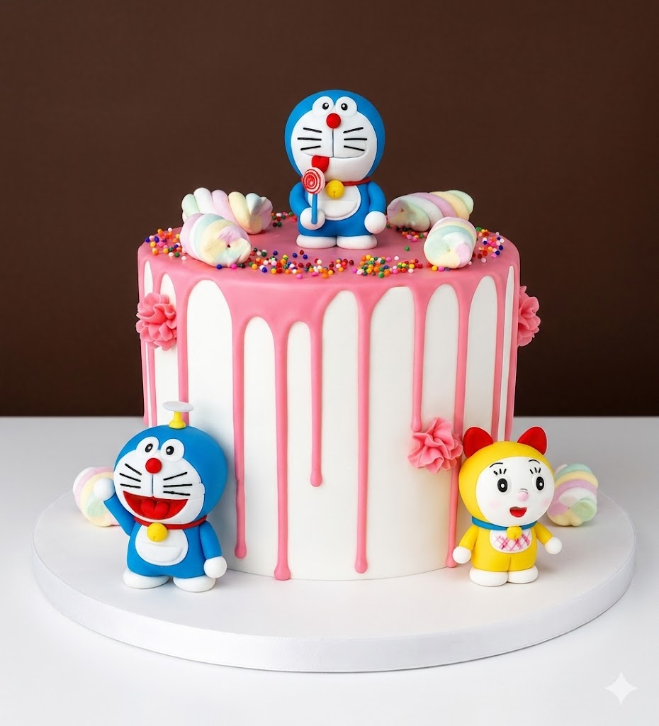 oraemon Pink Drip Designer Cake