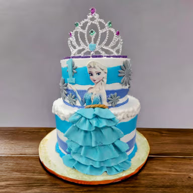Elsa Princess Tier Cake with Crown