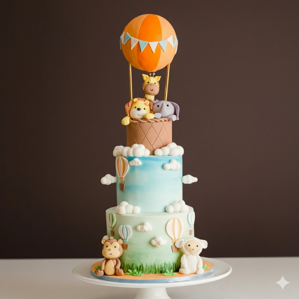Safari Balloon Adventure Tier Cake