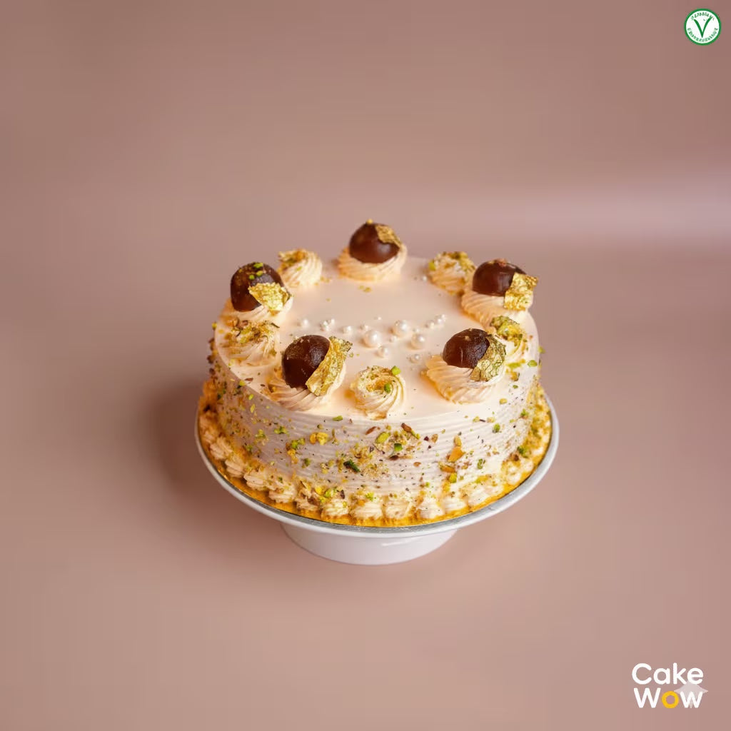 Royal Pistachio Gulab Jamun Cake