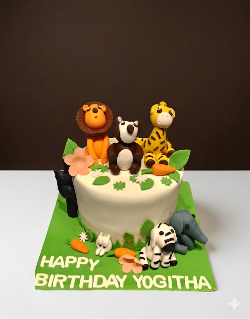 Cute Jungle Animal Cake