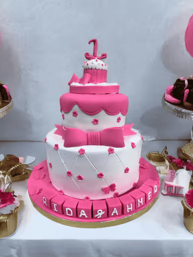 Pink Princess 1st Birthday Cake