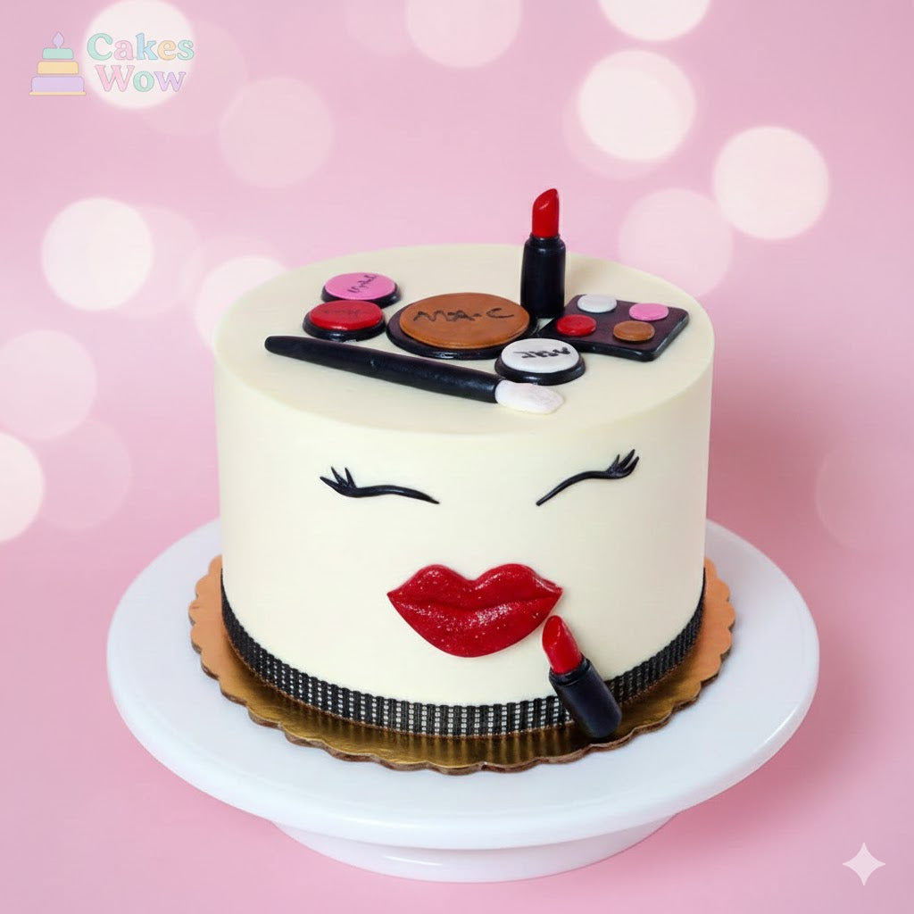Diva Face Makeup Theme Cake