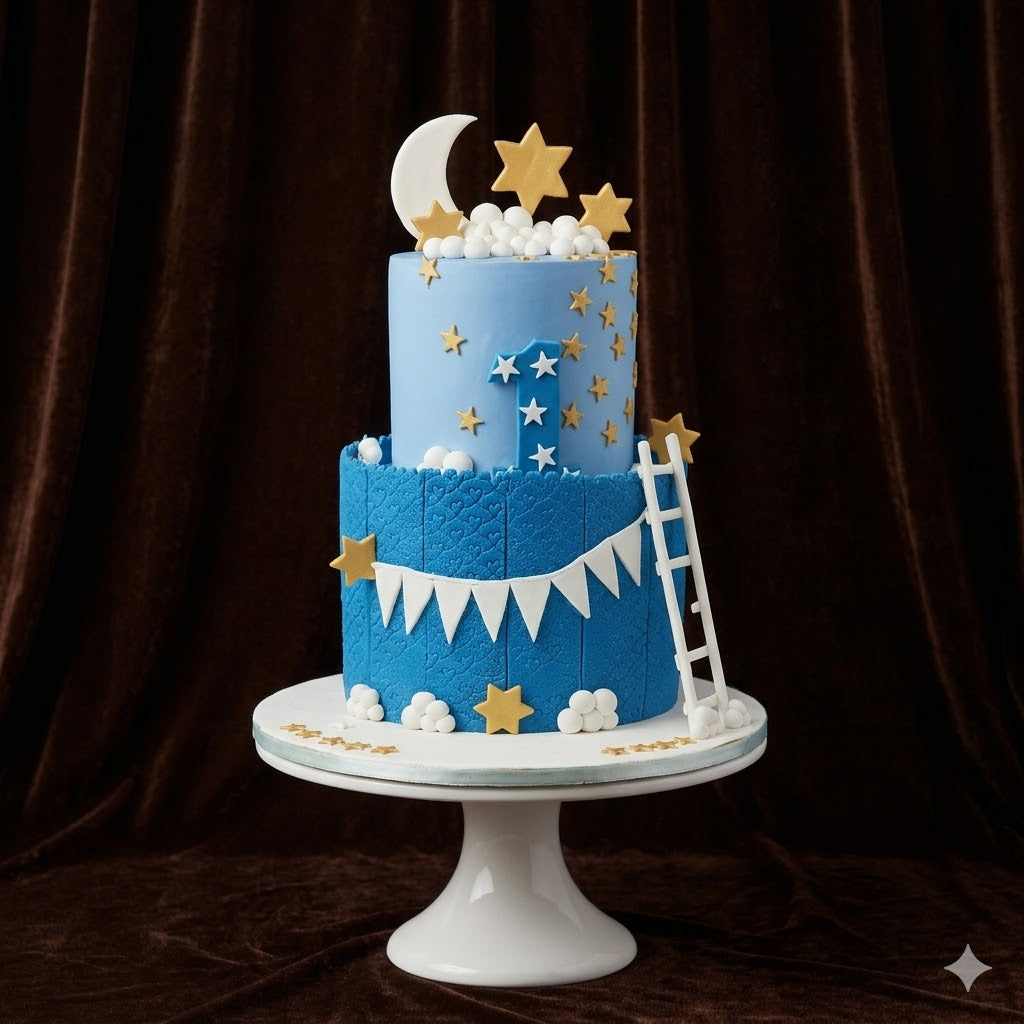 Royal Blue Moon & Stars Cake