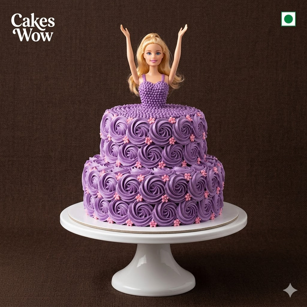 Barbie Purple Rosette Cake