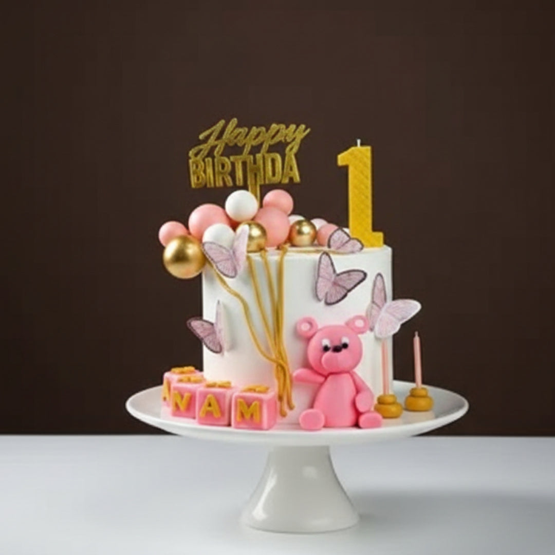Pink Teddy Birthday Cake