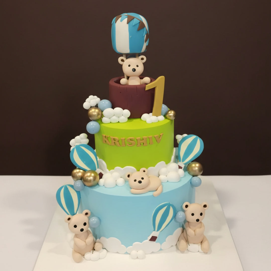 Teddy Balloon Adventure Cake