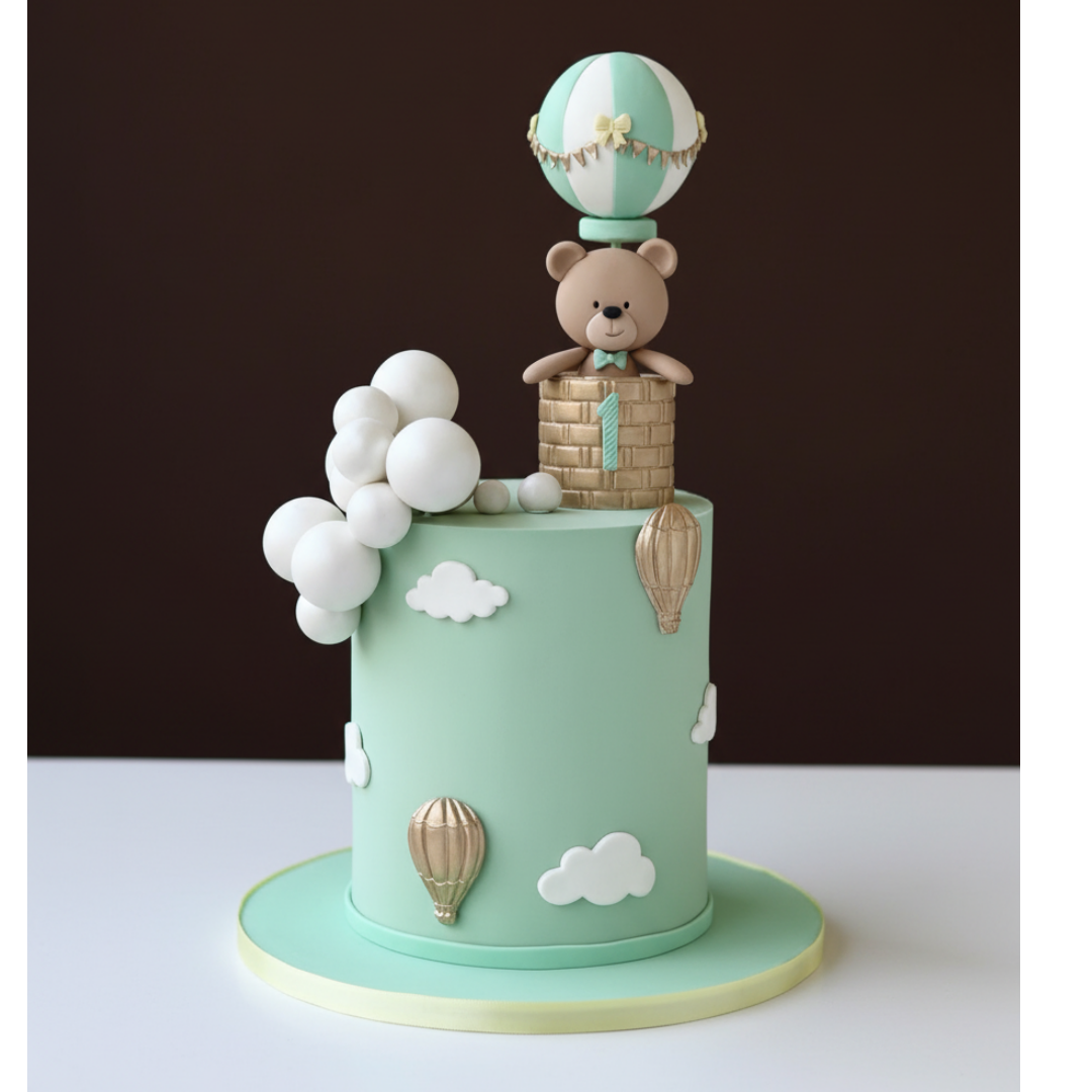 Mint Teddy Hot Air Balloon Cake