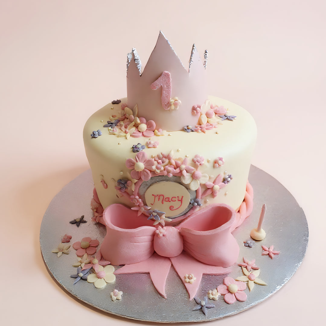 Floral Crown First Birthday Cake