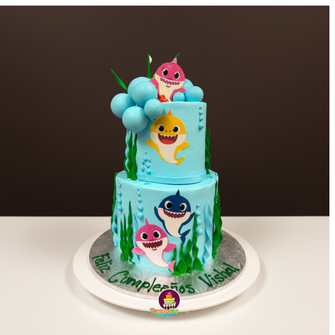 Baby Shark Bubbles Tier Cake