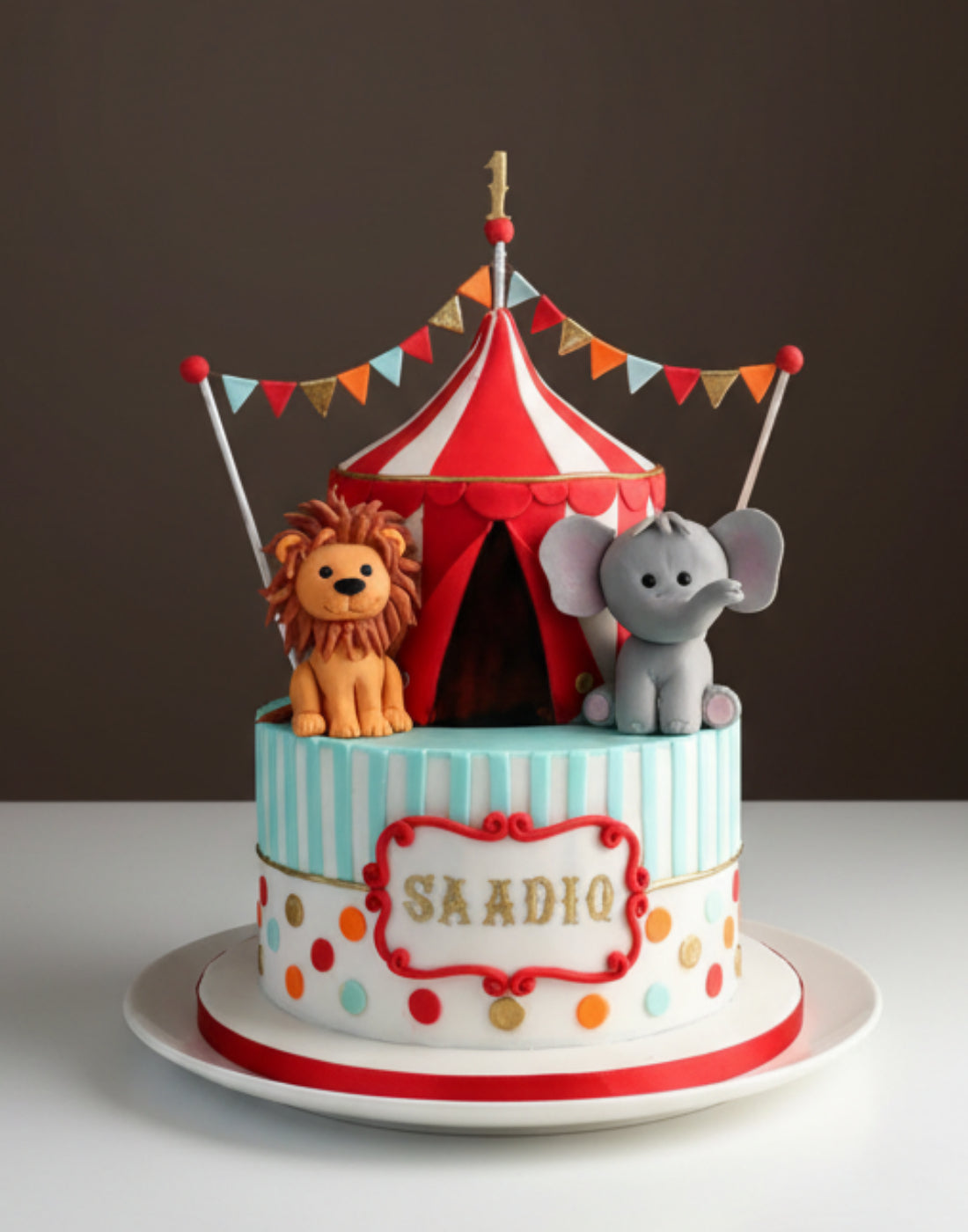 Lion & Elephant Carnival Cake