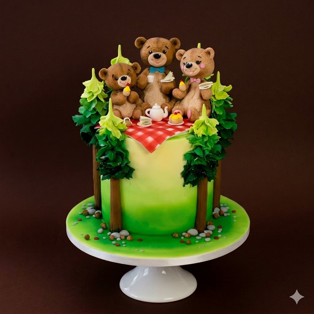 Woodland Teddy Picnic Cake