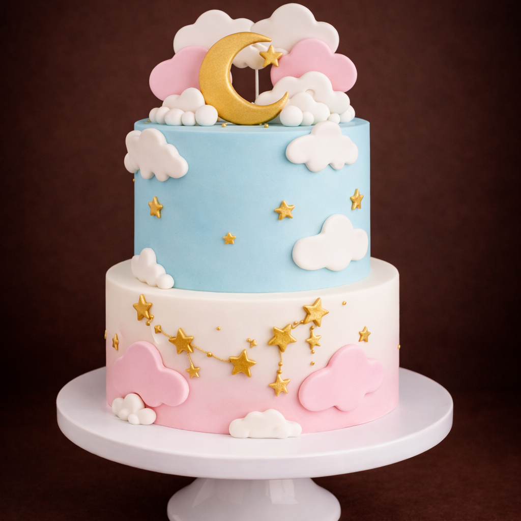 Pastel Sky Moon & Stars Cake