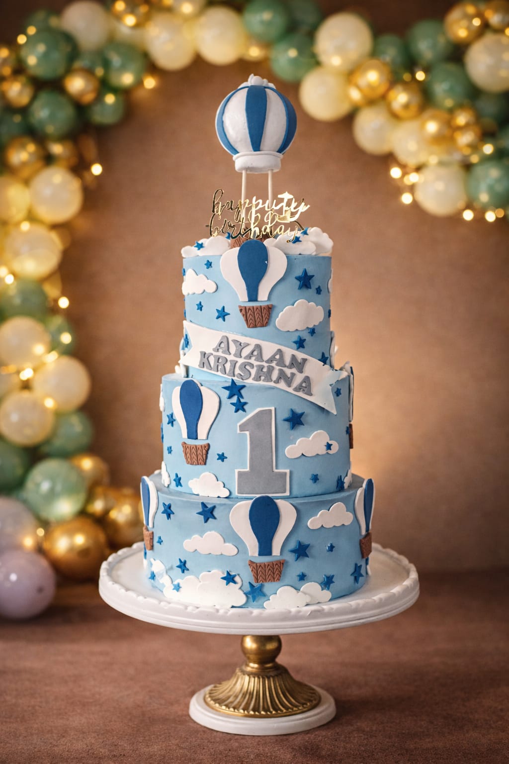 Royal Blue Balloon Tier Cake