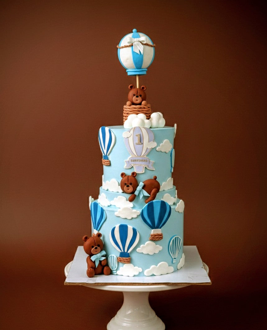 Teddy Balloon Sky Tier Cake