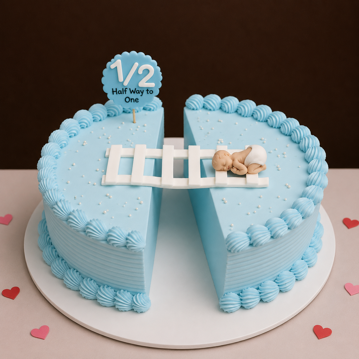 Half Way to One Baby Bridge Cake