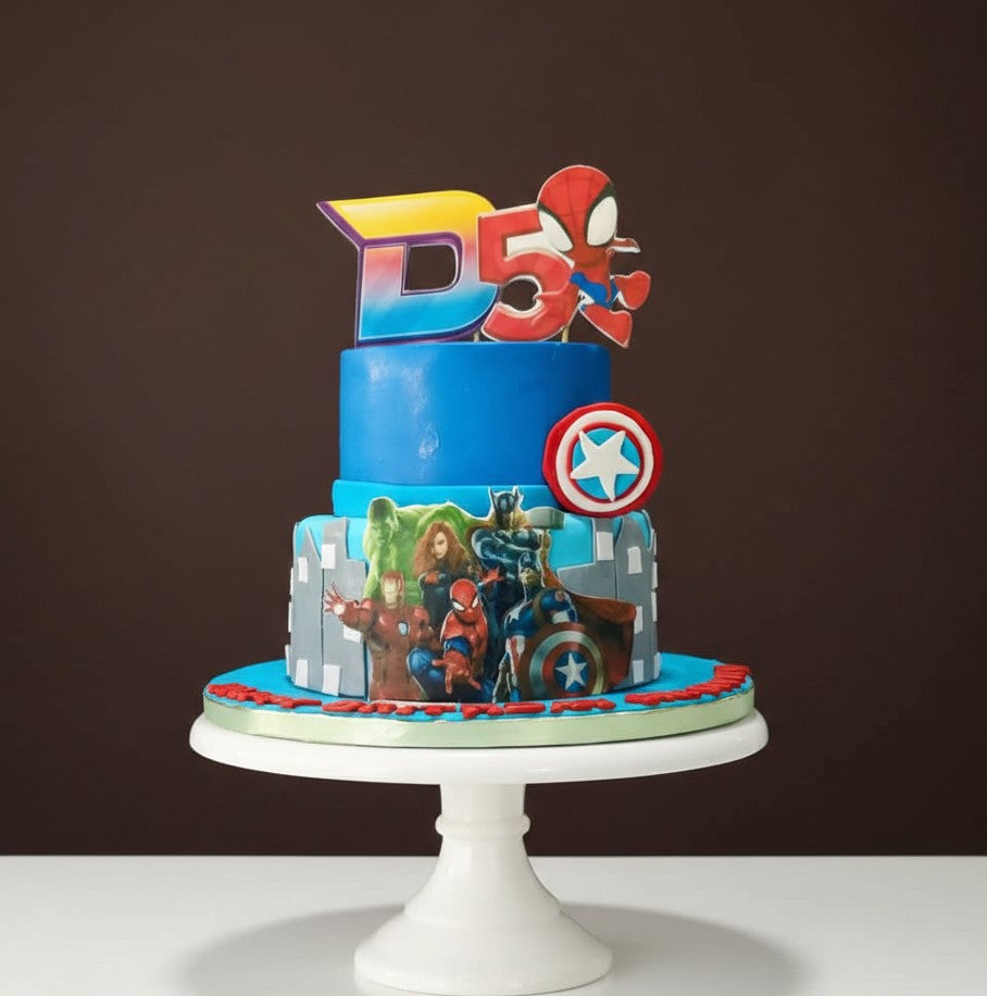 Avengers City Skyline Tier Cake