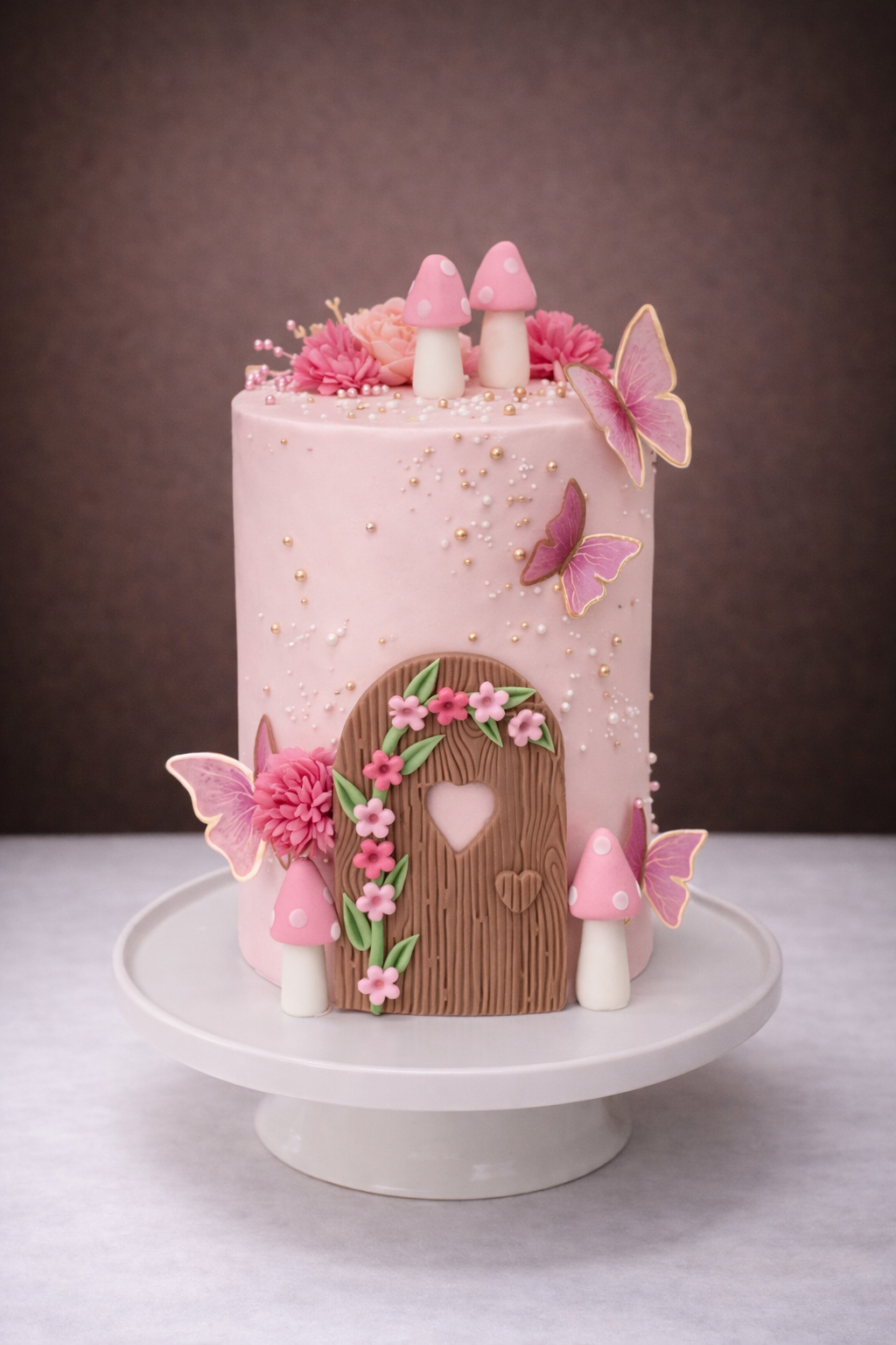 Blush Fairy Butterfly Garden Cake