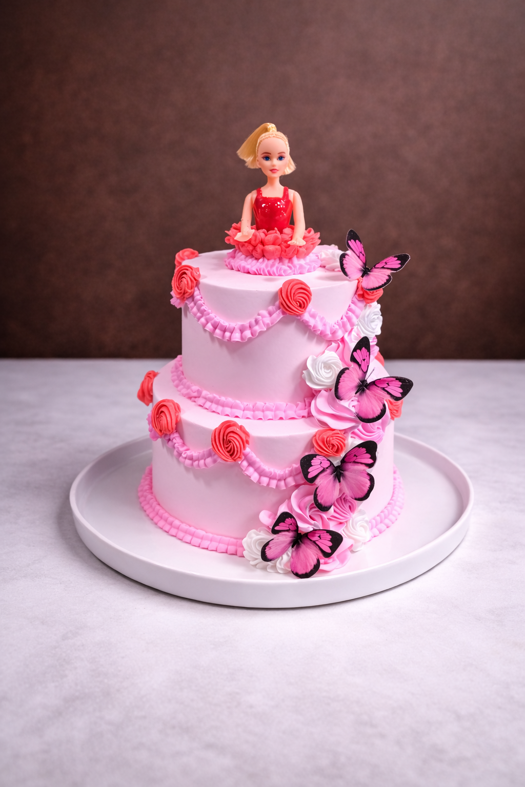 Barbie Butterfly Ruffle Cake