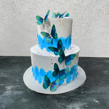 Blue Butterfly Theme Cake