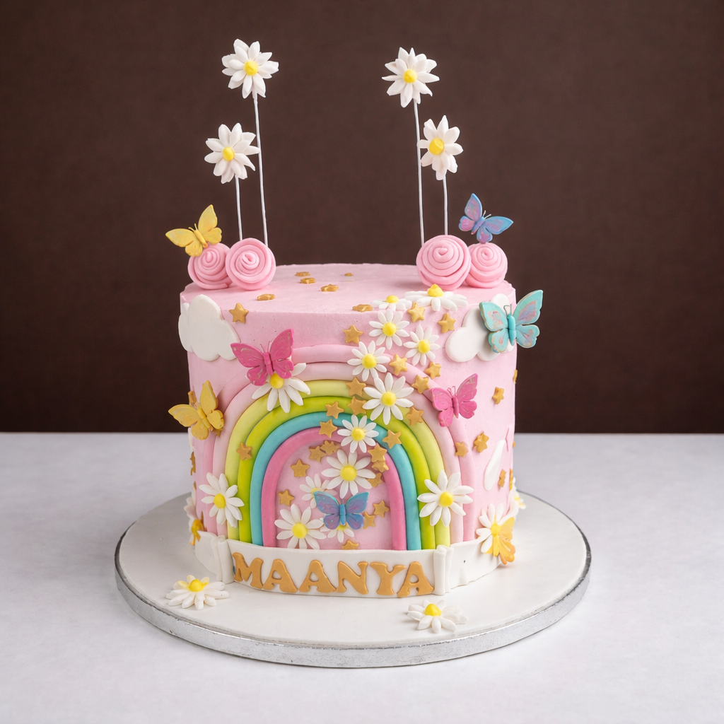 Pastel Rainbow Butterfly Bliss Cake