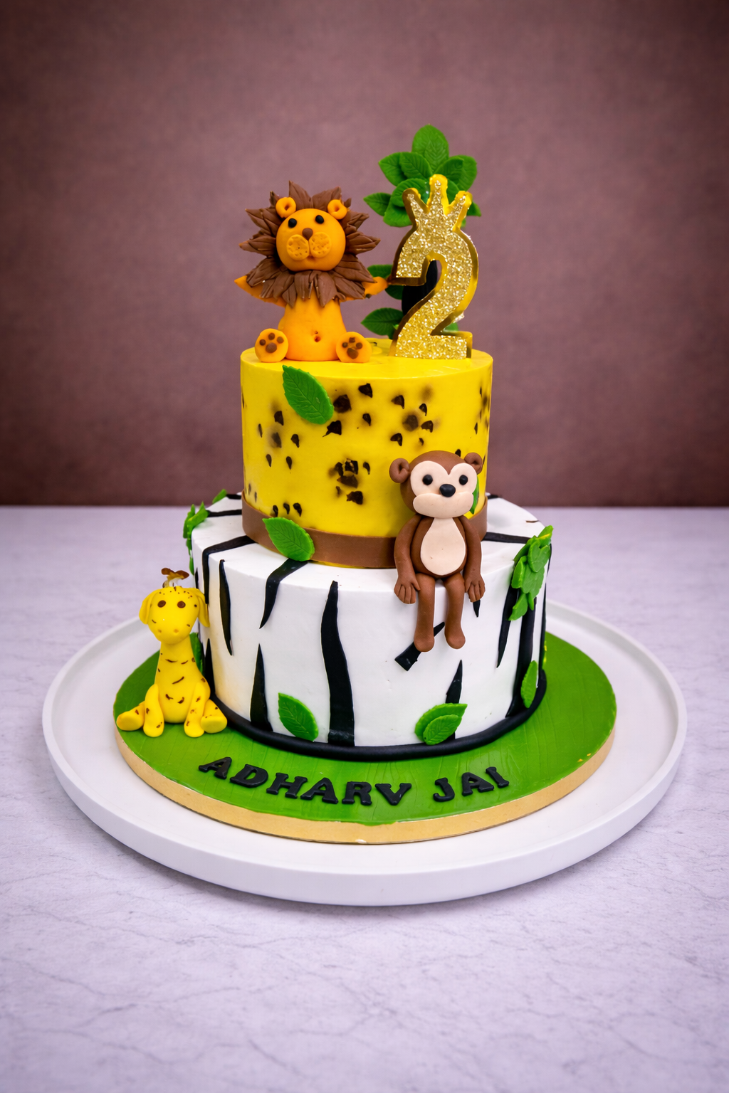 Wild Safari Two-Tier Birthday Cake