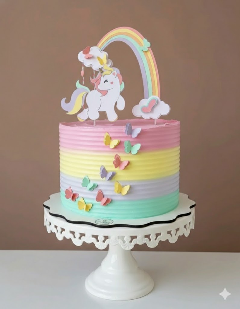 Pastel Butterfly Unicorn Cake