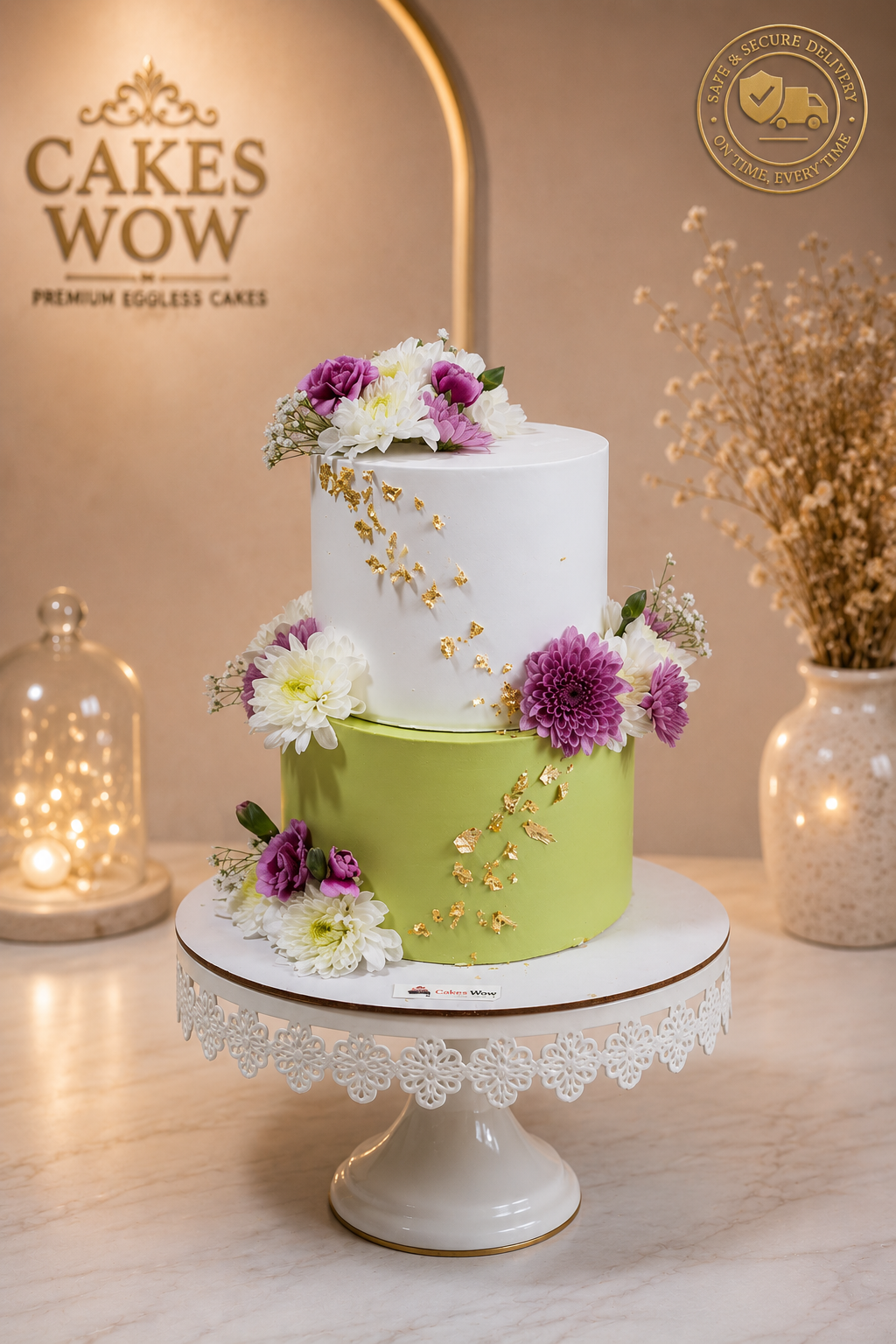 Elegant Floral Engagement Cake