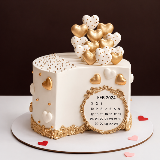 Golden Hearts Celebration Cake