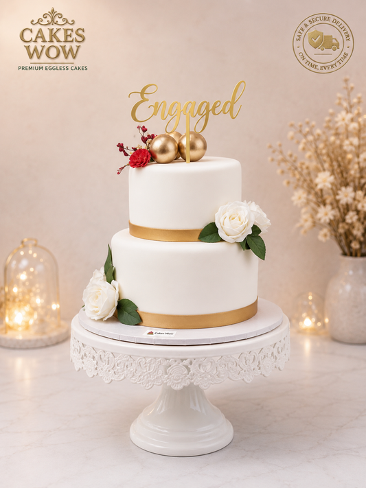 Elegant White & Gold Tiered Wedding Cake