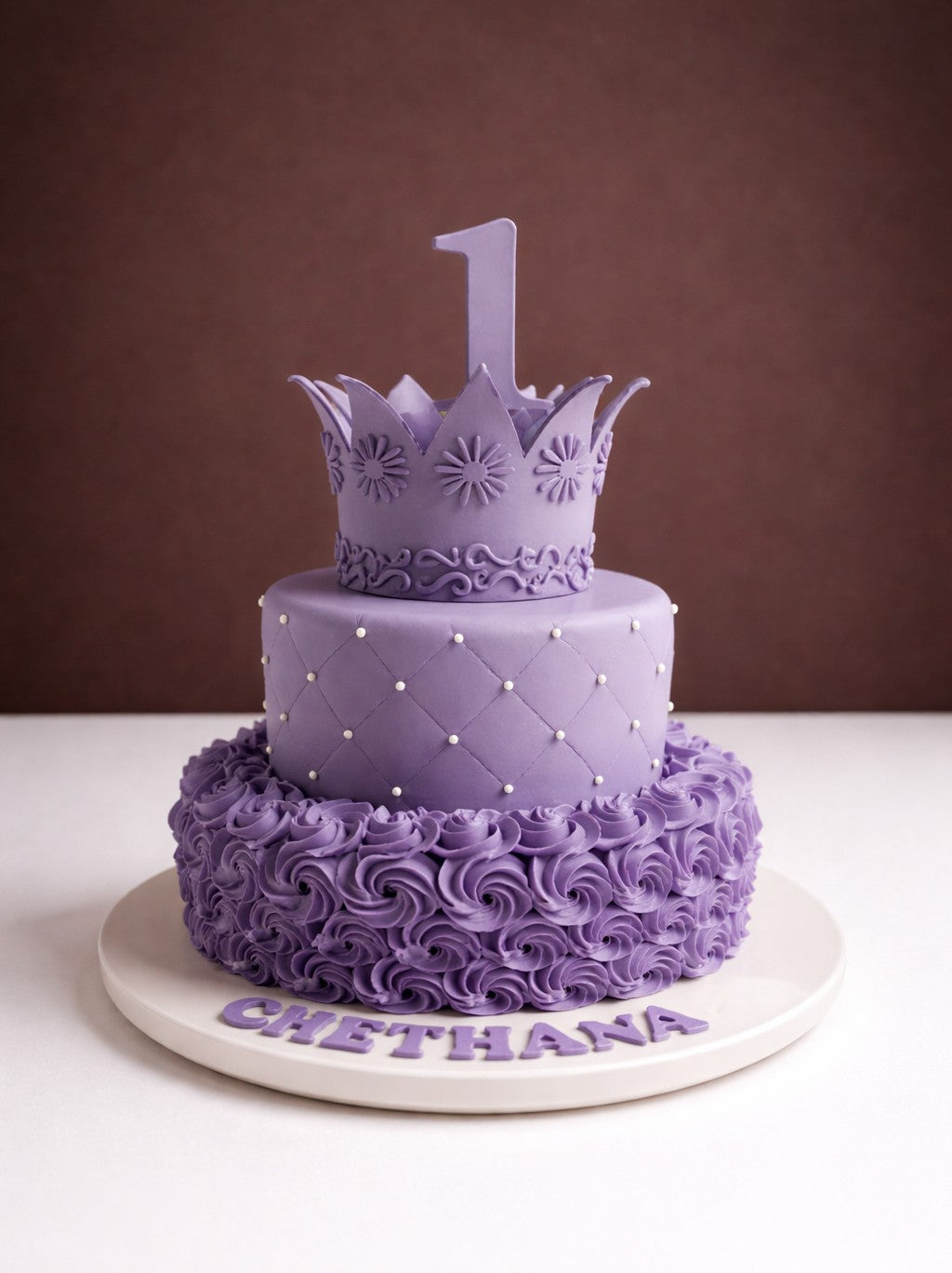 Lavender Princess First Birthday Cake