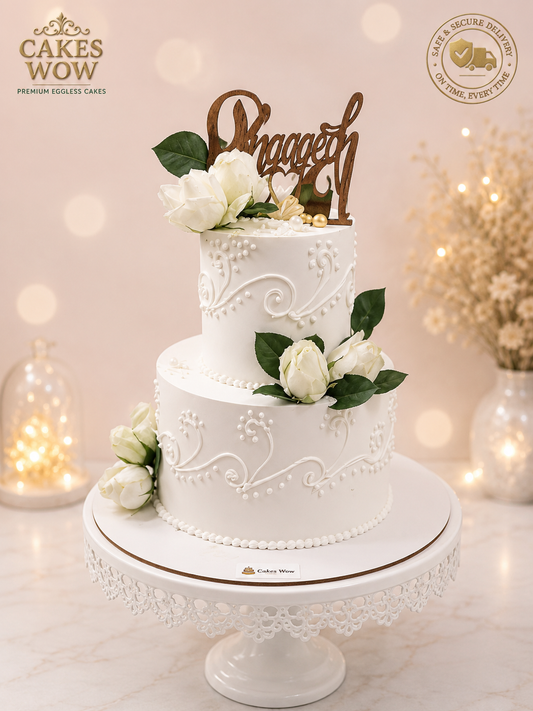 Elegant White Tiered Wedding Cake