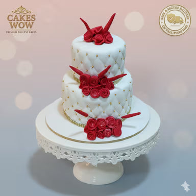 Sophisticated Red Rose Engagement Cake